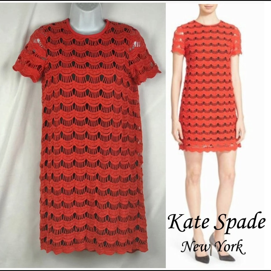 Kate Spade New York Red Crochet Overlay Dress